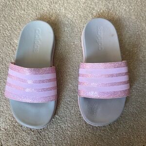Adidas comfort slides kids size 11 color pink sparkle